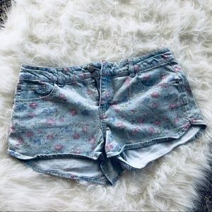Denim Floral Shorts
